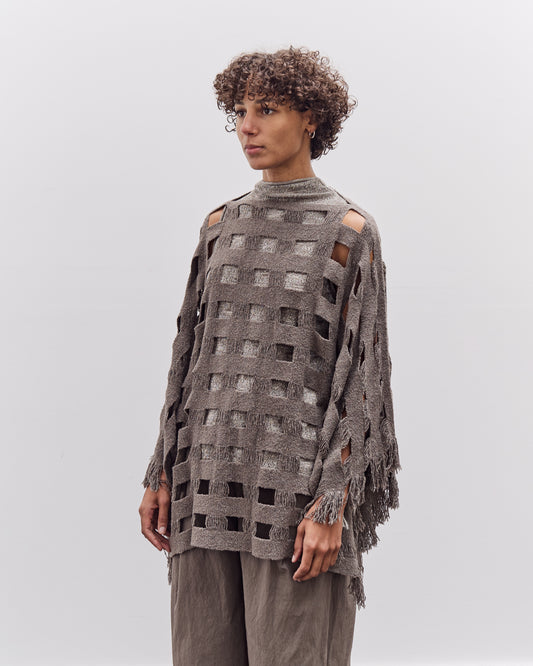 Lauren Manoogian Handwoven Grid Poncho, Granite