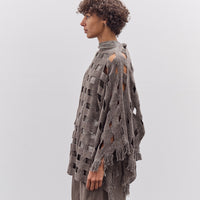 Lauren Manoogian Handwoven Grid Poncho, Granite