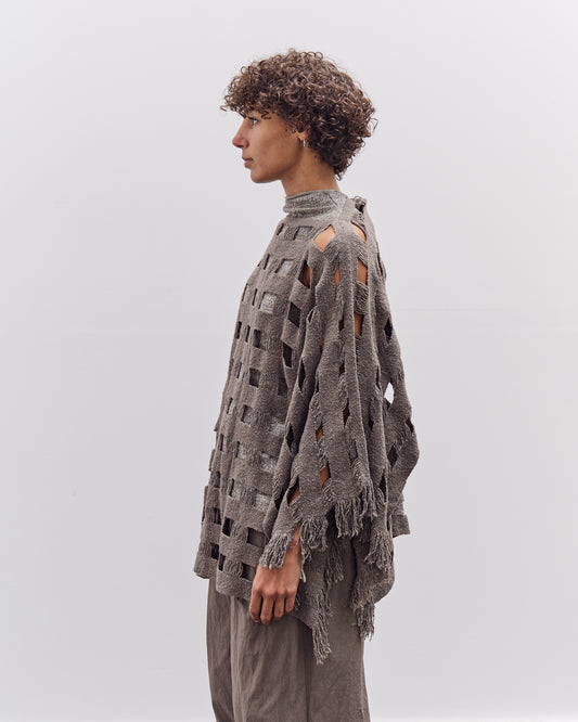 Lauren Manoogian Handwoven Grid Poncho, Granite