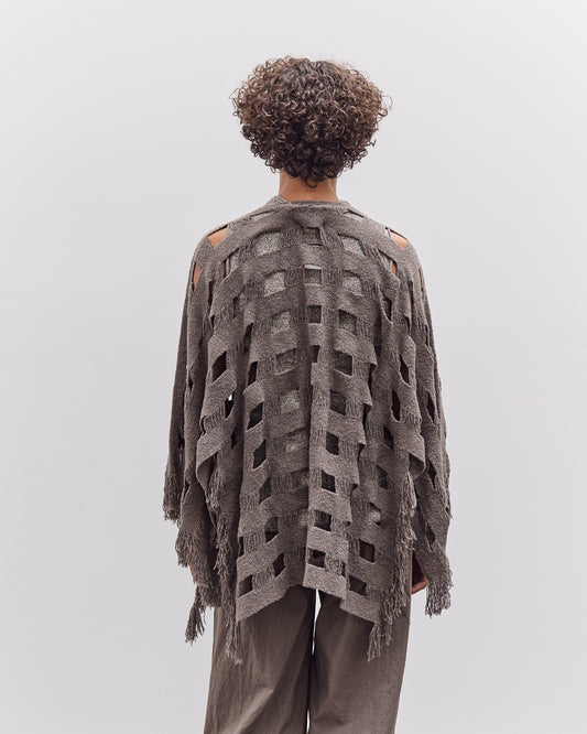 Lauren Manoogian Handwoven Grid Poncho, Granite