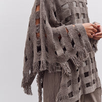 Lauren Manoogian Handwoven Grid Poncho, Granite