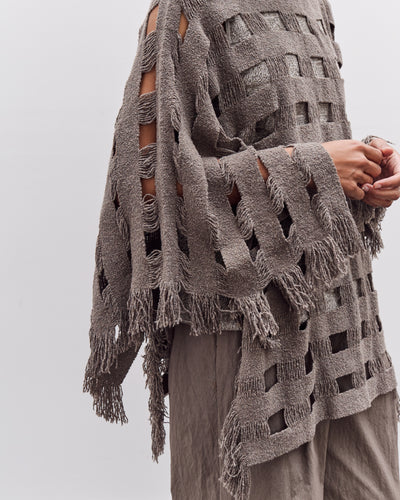 Lauren Manoogian Handwoven Grid Poncho, Granite