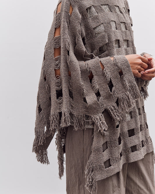 Lauren Manoogian Handwoven Grid Poncho, Granite