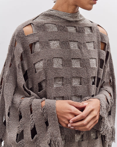 Lauren Manoogian Handwoven Grid Poncho, Granite