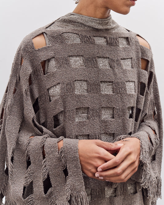 Lauren Manoogian Handwoven Grid Poncho, Granite