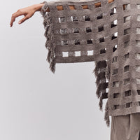 Lauren Manoogian Handwoven Grid Poncho, Granite
