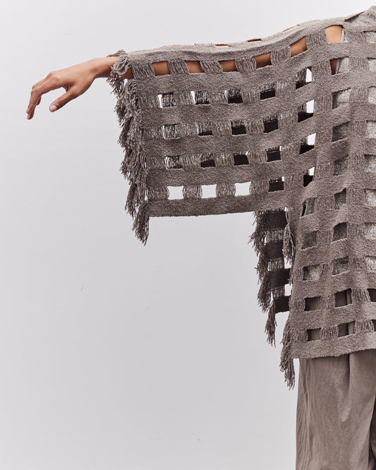 Lauren Manoogian Handwoven Grid Poncho, Granite