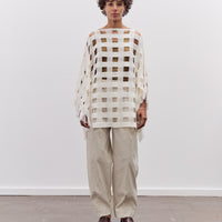 Lauren Manoogian Handwoven Grid Poncho, White