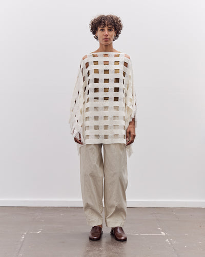 Lauren Manoogian Handwoven Grid Poncho, White