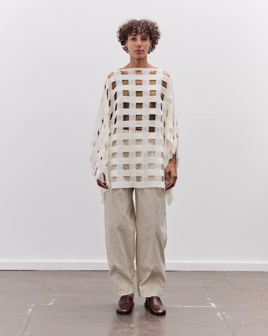 Lauren Manoogian Handwoven Grid Poncho, White