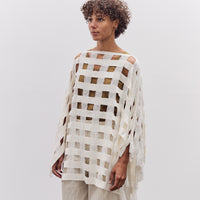 Lauren Manoogian Handwoven Grid Poncho, White