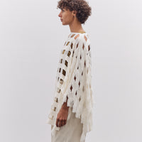 Lauren Manoogian Handwoven Grid Poncho, White