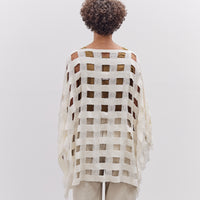 Lauren Manoogian Handwoven Grid Poncho, White
