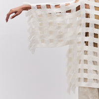 Lauren Manoogian Handwoven Grid Poncho, White