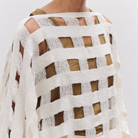Lauren Manoogian Handwoven Grid Poncho, White