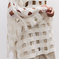 Lauren Manoogian Handwoven Grid Poncho, White