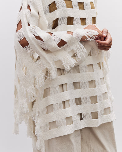 Lauren Manoogian Handwoven Grid Poncho, White