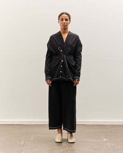 Lauren Manoogian Stitch Button Cardigan, Black Melange