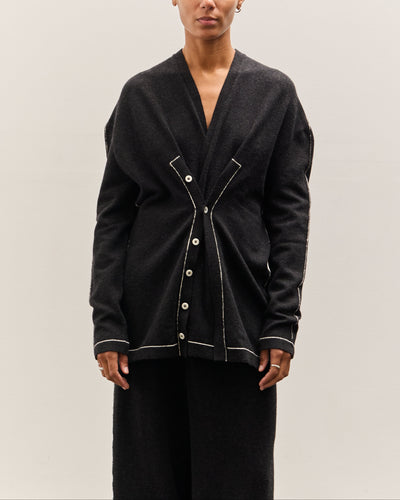 Lauren Manoogian Stitch Button Cardigan, Black Melange