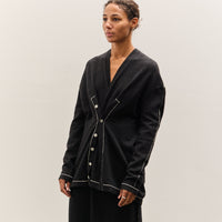 Lauren Manoogian Stitch Button Cardigan, Black Melange