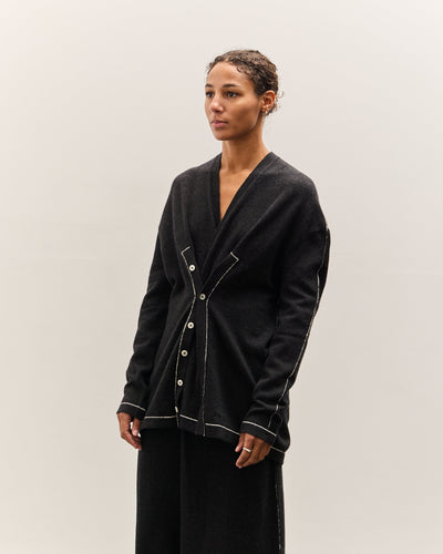 Lauren Manoogian Stitch Button Cardigan, Black Melange