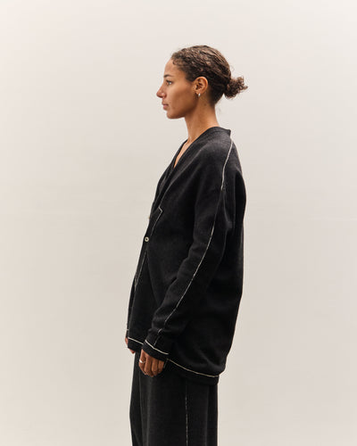 Lauren Manoogian Stitch Button Cardigan, Black Melange