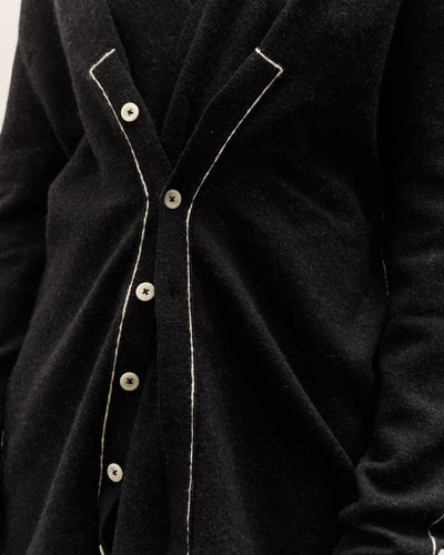 Lauren Manoogian Stitch Button Cardigan, Black Melange