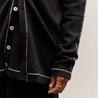 Lauren Manoogian Stitch Button Cardigan, Black Melange