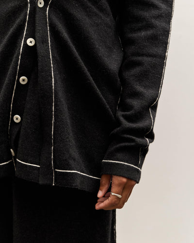 Lauren Manoogian Stitch Button Cardigan, Black Melange