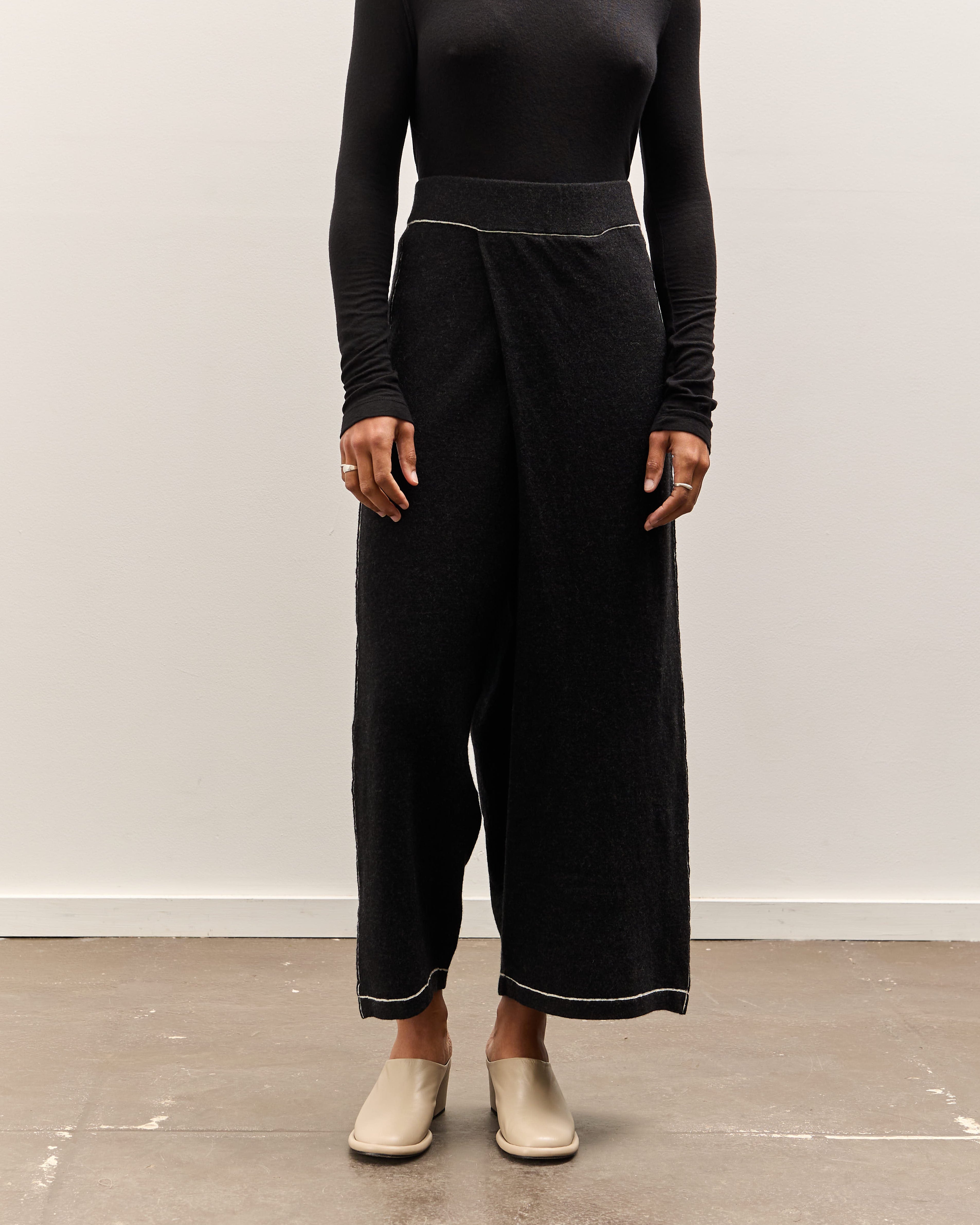 〖LAUREN MANOOGIAN 〗ローレン マヌージアン パンツ Lauren Manoogian Stitch Fold Pants, Black Melange – Glasswing