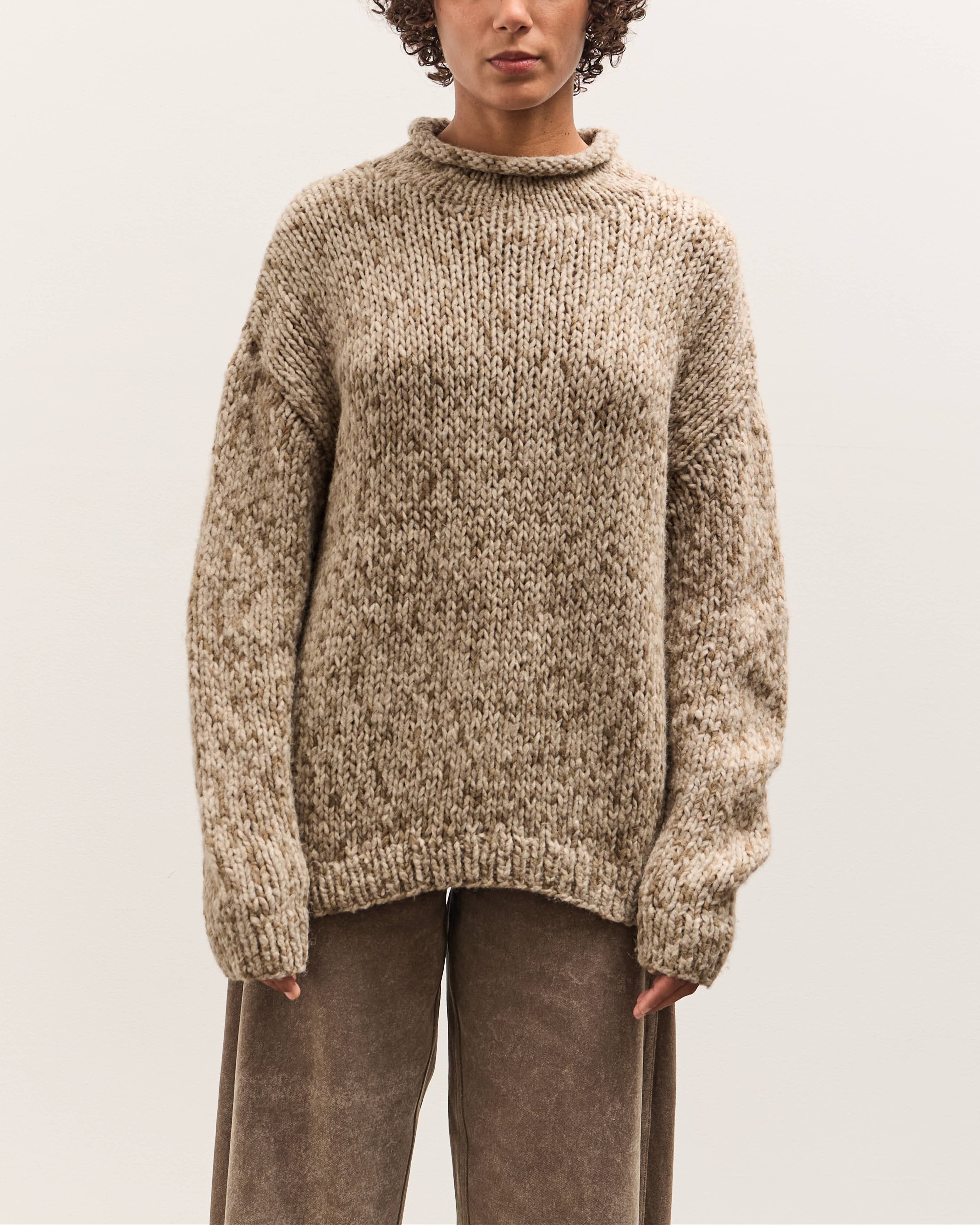 launen manoogian ニット Lauren Manoogian Handknit Paint Rollneck, Tobacco Paint – Glasswing