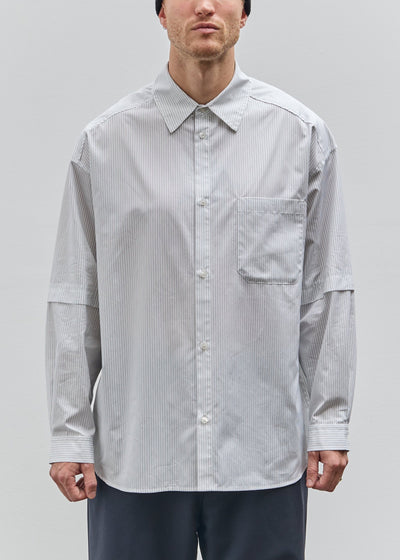 Lownn Layered Shirt, White / Navy Stripe