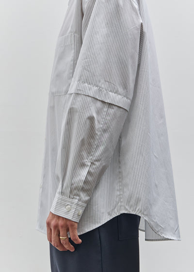 Lownn Layered Shirt, White / Navy Stripe