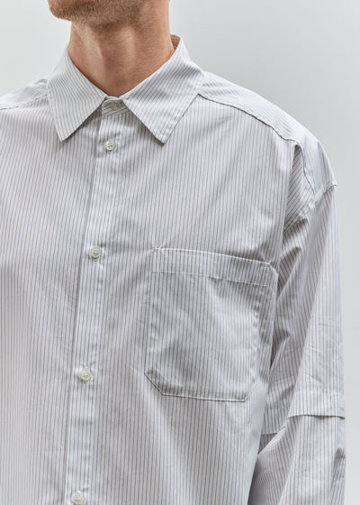 Lownn Layered Shirt, White / Navy Stripe