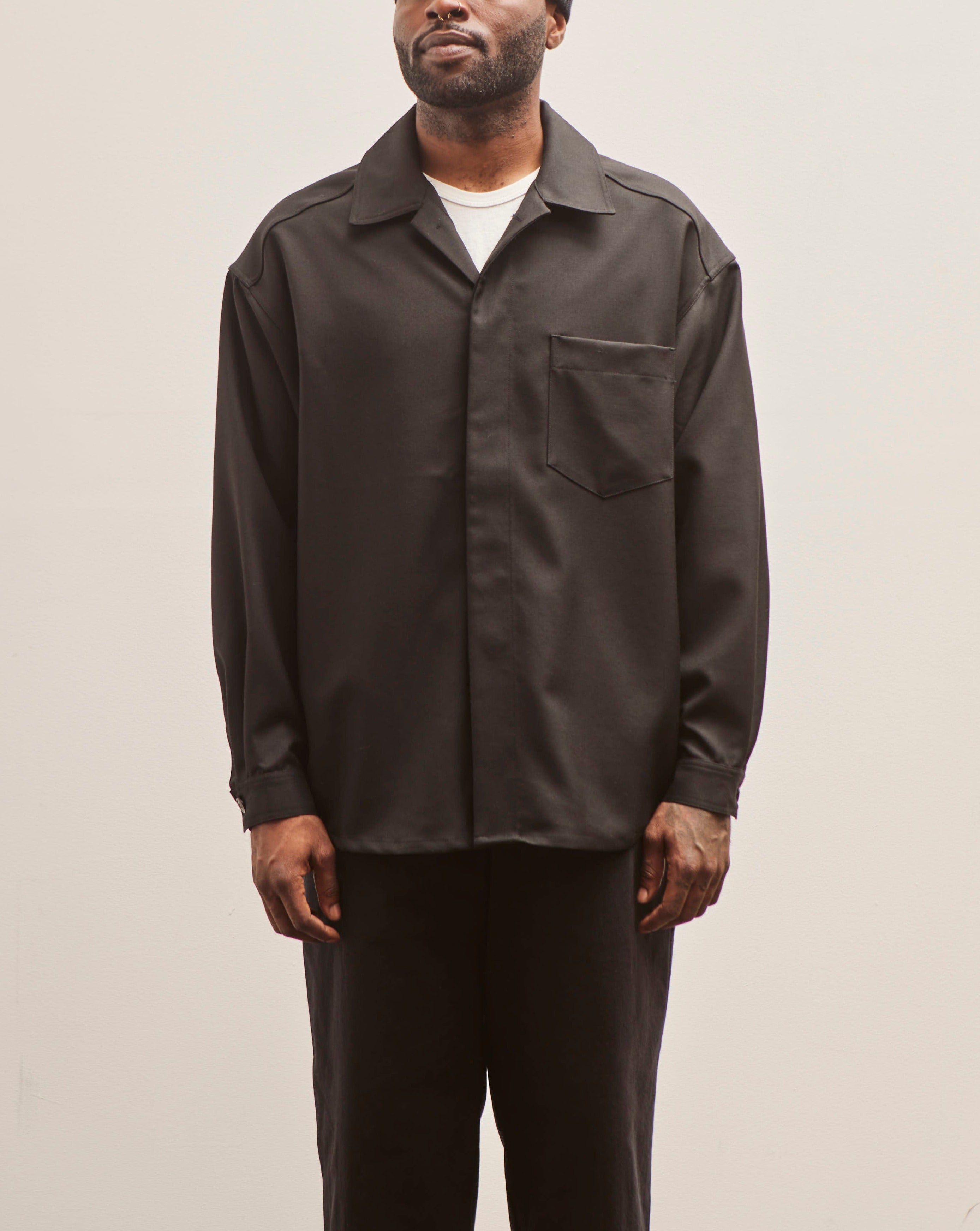Lownn Wool Minimal Shirt, Black – Glasswing