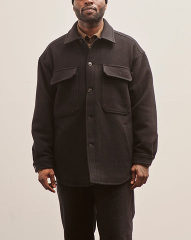 Lownn Wool Workwear Overshirt, Black