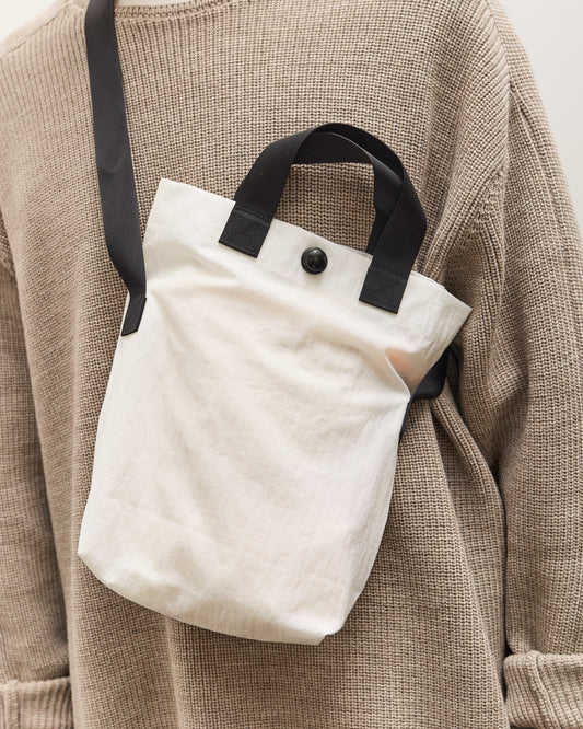 MAN-TLE R19B4 Mini Tote, White Nylon
