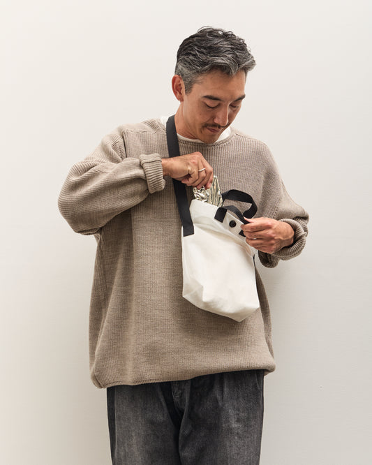 MAN-TLE R19B4 Mini Tote, White Nylon