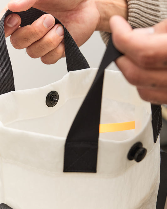 MAN-TLE R19B4 Mini Tote, White Nylon