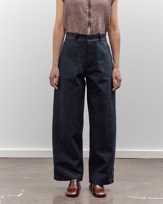 MAN-TLE High Wide Pants, Navy Slub Denim