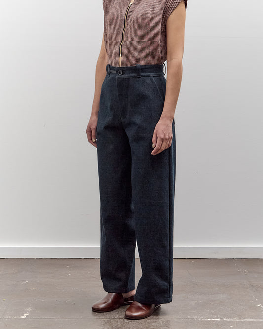 MAN-TLE High Wide Pants, Navy Slub Denim
