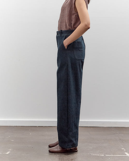MAN-TLE High Wide Pants, Navy Slub Denim