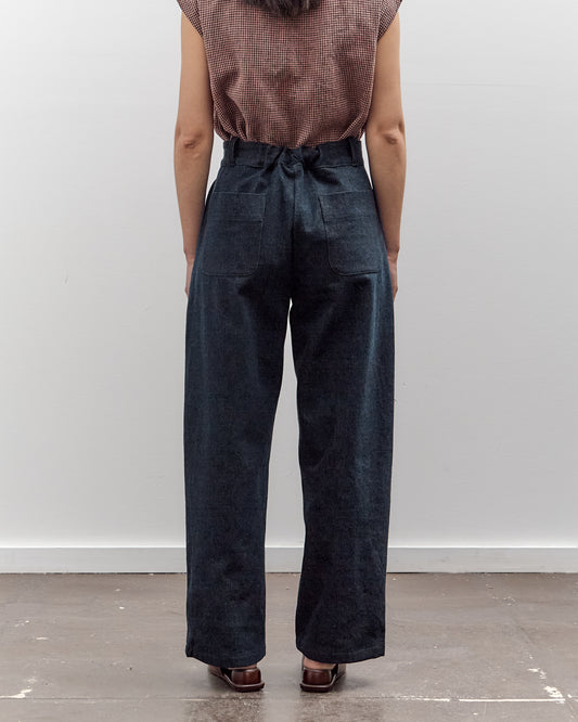 MAN-TLE High Wide Pants, Navy Slub Denim