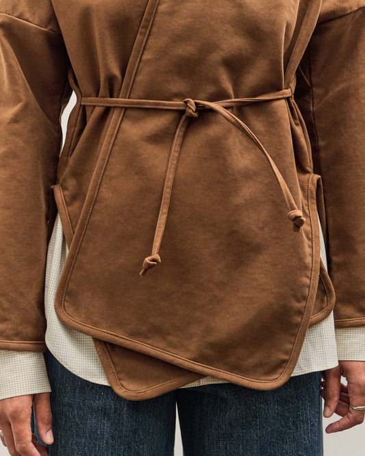 MAN-TLE W-R19S7 Long Cross Cardigan, Brown