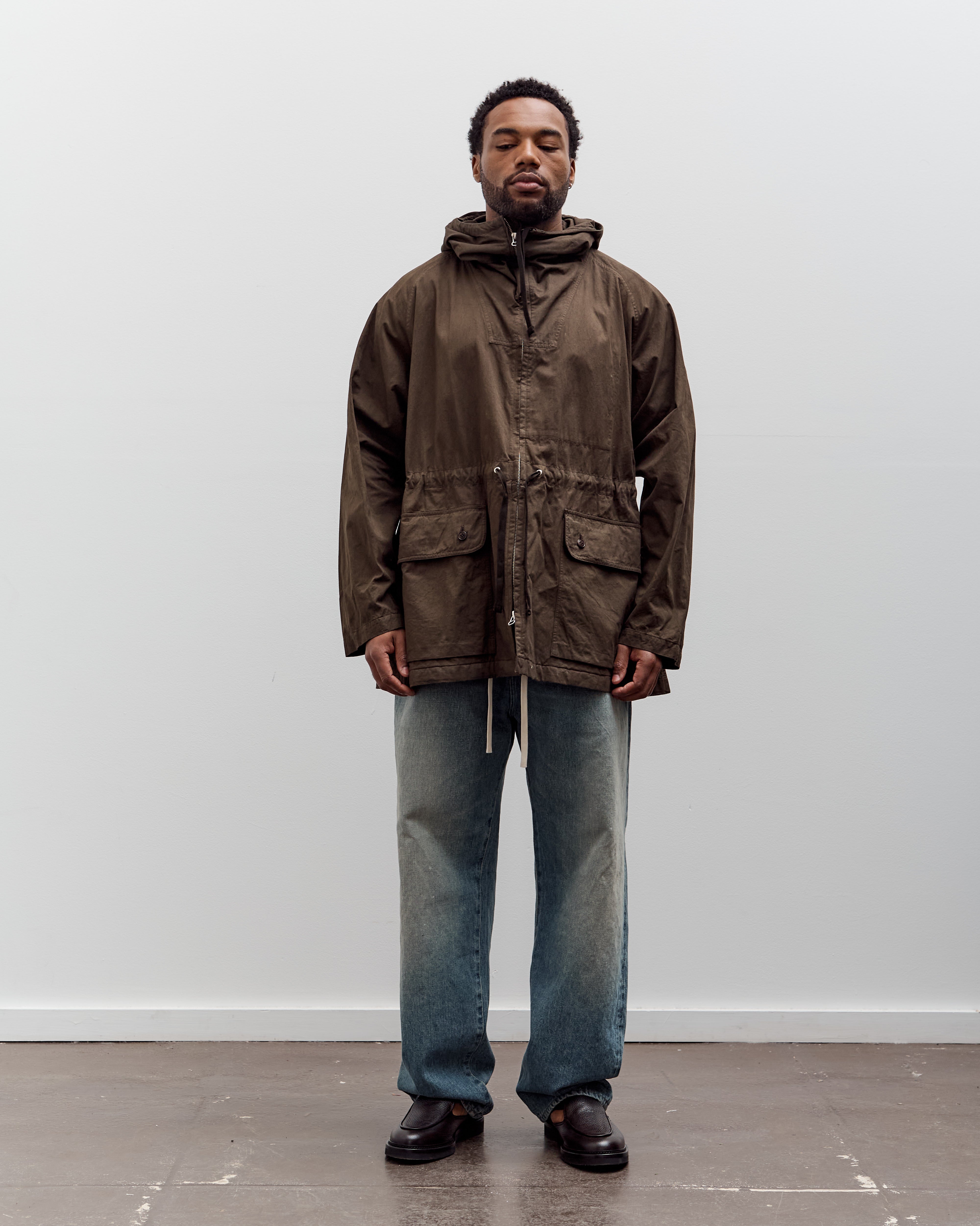 madder madder スキップコート ブラウン Zip Parka, Shiki Mud Dye – Glasswing
