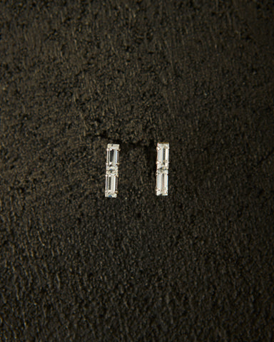 Maslo Small Stacked Rhinestone Earrings, Silver