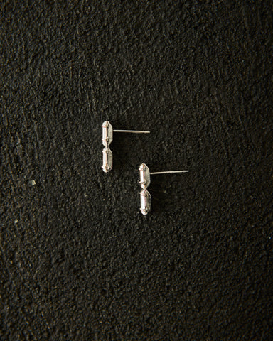 Maslo Small Stacked Rhinestone Earrings, Silver