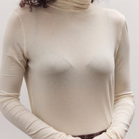 Roll Neck Jersey Top, Ivory