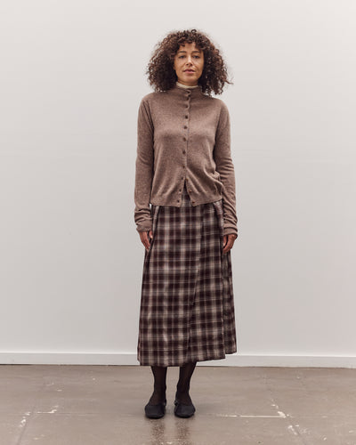 Plaid Midi Skirt, Brown Plaid