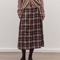 Plaid Midi Skirt, Brown Plaid
